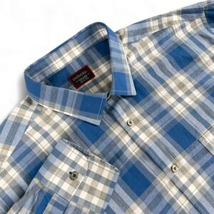 Untuckit Shirt Mens 3XL Blue White Plaid Long Sleeve Button Down Casual